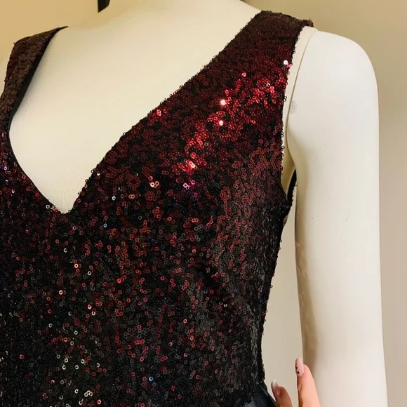 Brand New Black dress w Sequinned Red Top Size M - Picture 9 of 12